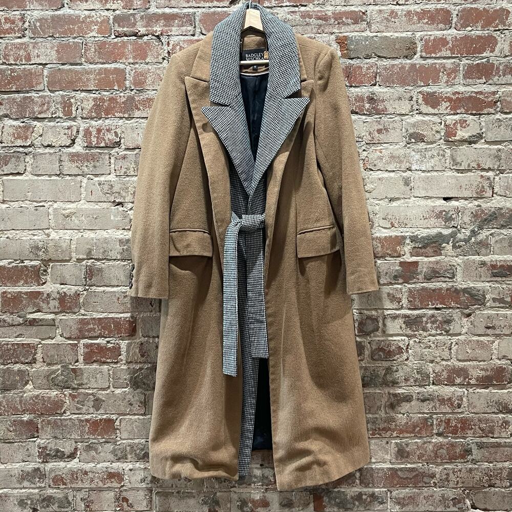 Badgley Mischka Camel Houndstooth Coat Size Small‎ - Picture 3 of 10